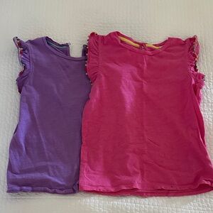 Boden Pink and Purple Ruffle Sleeve Tops